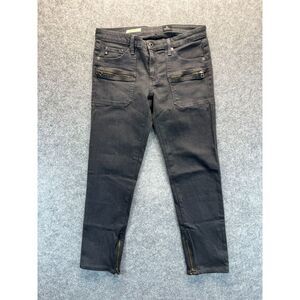 Adriano Goldschmied Jeans‎ Womens 30 Harlow Ankle Skinny Patch Pocket Zip Black
